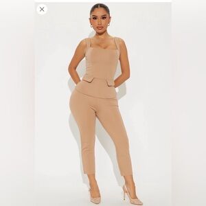 New fashion nova taupe office pant set size small